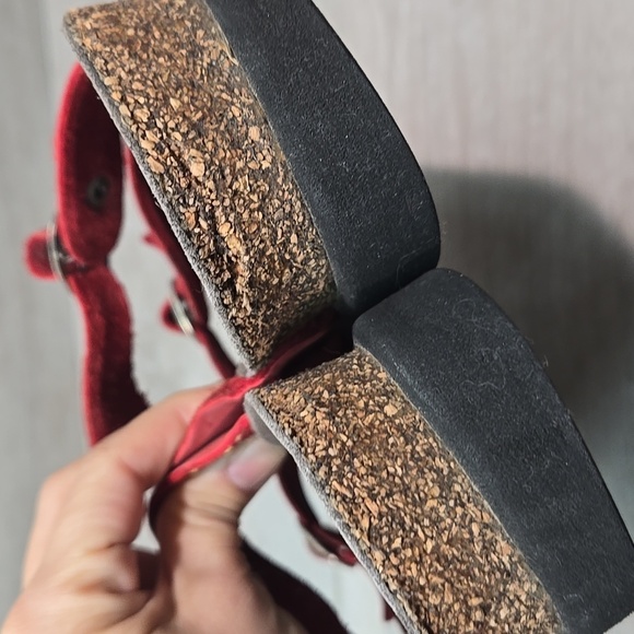 Mephisto Women's Red Leather Strappy Platform  Sandals Shoes Sz 38/8 - Picture 8 of 13